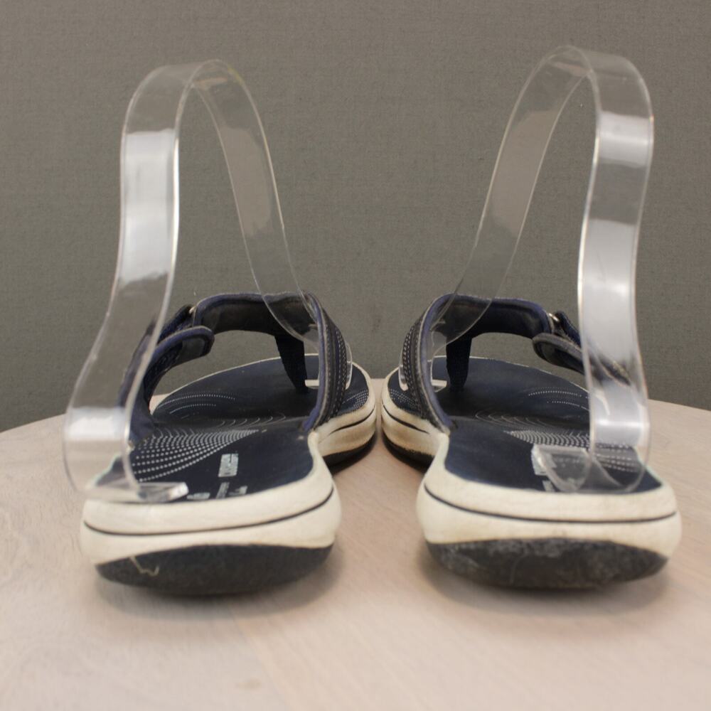 Clarks Comfort Sandals Womens 7 Navy Blue Leather Adjustable - Picture 6 of 9